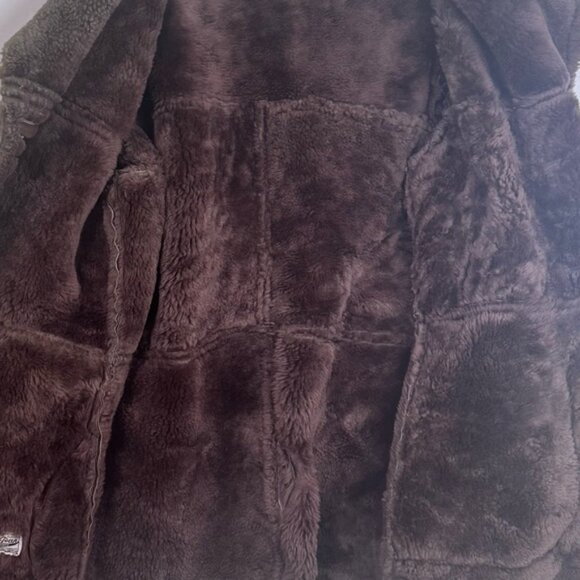 Peter Pan Canada Vintage 90s Shearling Leather Fur Short Coat Jacket Brown Warm - Picture 8 of 16